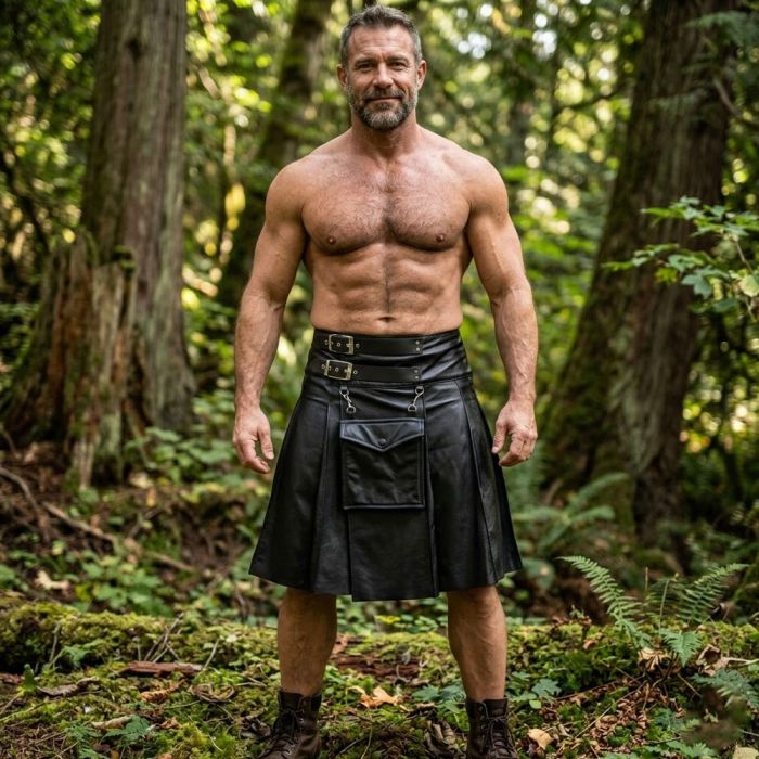 Black Leather Sport Kilt
