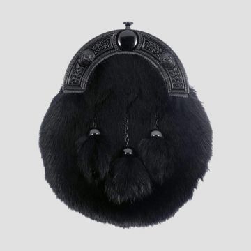 Flack Full Dress Black Rabbit Celtic Knot Sporran