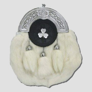 Chrome Plain Shamrock Targe White Rabbit Sporran