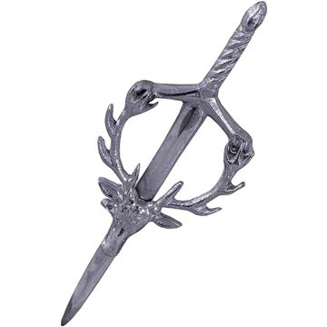 Chrome Stag Head Kilt Pin with Brooch
