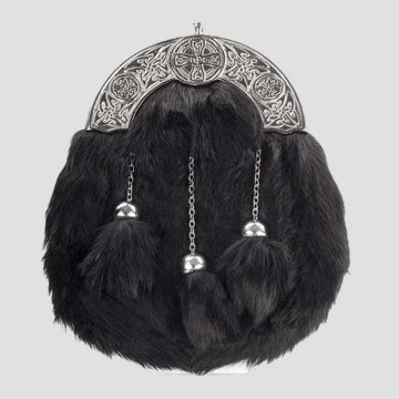 Full Dress Chrome Black Rabbit Celtic Cross Sporran