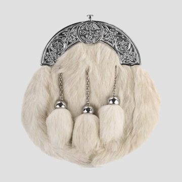 Full Dress Chrome White Rabbit Celtic Cross Sporran