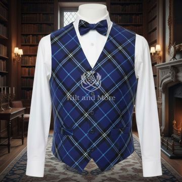 Grampian Modern Tartan Vest With Bow Tie
